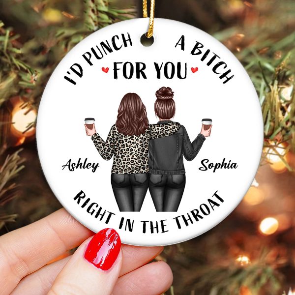 Back View Besties Christmas Personalized Ceramic Ornament, Funny Gift For Besties, Best Friends, BFF Online Sale - Image 4