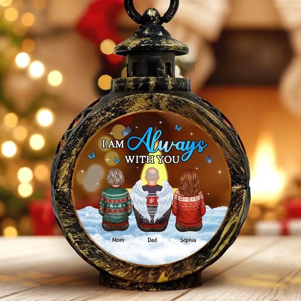 Always With You Sky Family Members Grandma Grandpa Dad Mom Kids Dogs Cats Christmas Personalized Lantern Ornament, Memorial Remembrance Gift For Discount