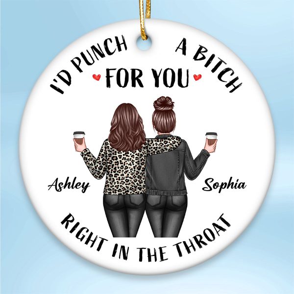 Back View Besties Christmas Personalized Ceramic Ornament, Funny Gift For Besties, Best Friends, BFF Online Sale - Image 2