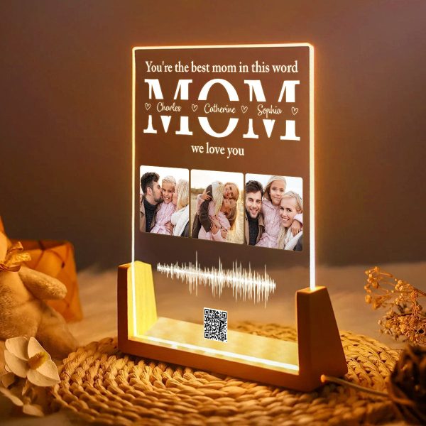Personalized Photo LED Night Light, Voice Recording Sound Wave, Mother s Day Gift for Mom, Custom Your Heartfelt Voice Message for her Discount - Image 4