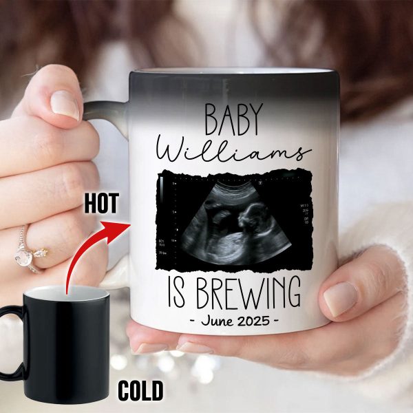 Personalized Baby Announcement Color Changing Mug, Pregnancy Reveal To Grandparents or Aunt and Uncle, to Husband, Baby Coming Soon Fashion - Image 4
