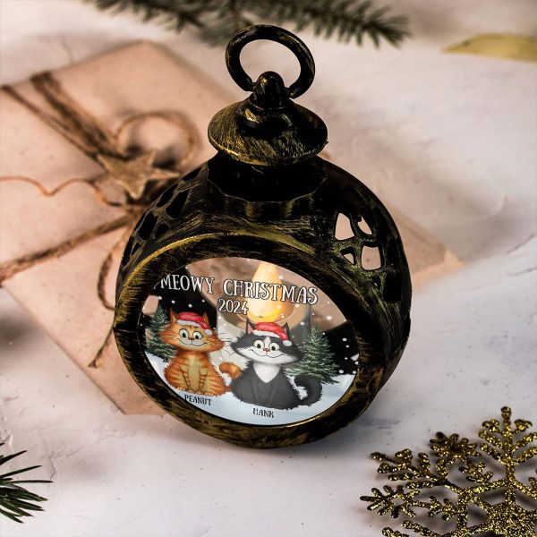 Meowy Christmas Winter Realistic Theme Quirky Cats Personalized Lantern Ornament For Discount - Image 4