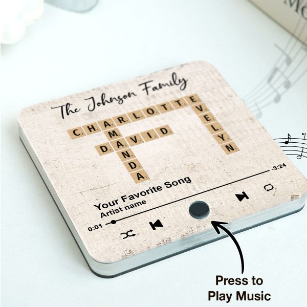 Family Crossword Art - Created In A Moment, Treasured Forever Personalized Music Fridge Magnet, Mother s Day, Father s Day Gift Hot on Sale - Image 3