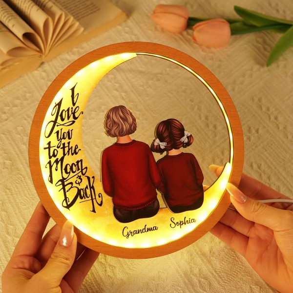 Grandma & Grandkids I Love You To The Moon And Back Personalized 2-Layered Wooden Frame With LED, Mother s Day gift for Grandma Fashion - Image 5