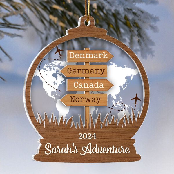 2024 Travel Adventure 2-Layered Acrylic Ornament, Personalized Travel Decoration, Christmas Gift For Travelers Online