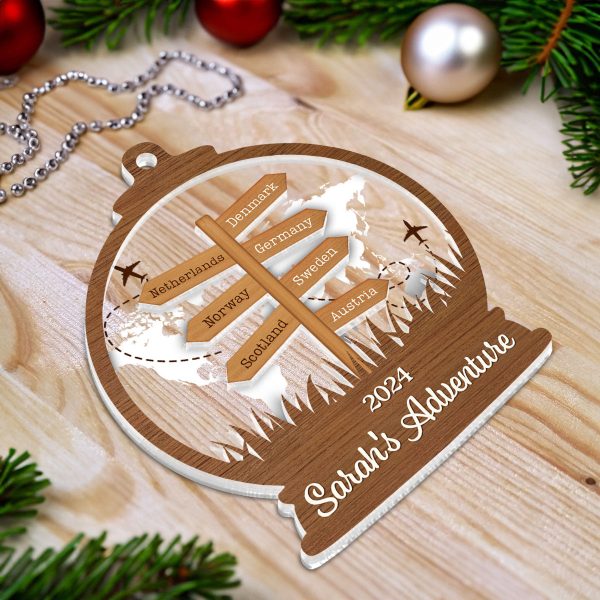 2024 Travel Adventure 2-Layered Acrylic Ornament, Personalized Travel Decoration, Christmas Gift For Travelers Online - Image 5