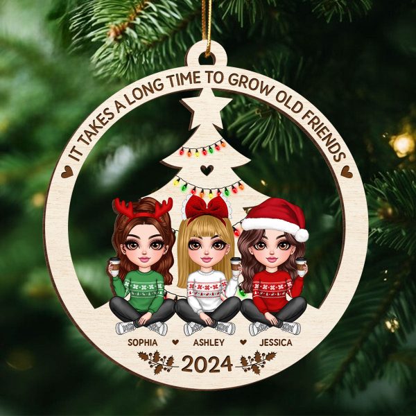 Best Friend Christmas Ornament 2024, It Takes A Long Time To Grow Old Friends Ornament, Best Friend Ornament, Besties Christmas Ornament For Cheap