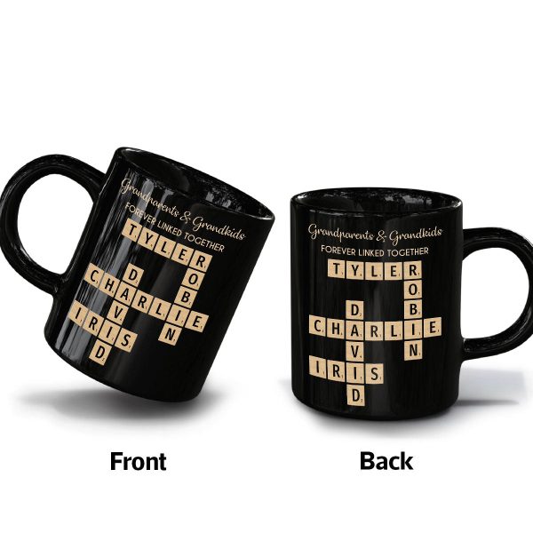 Grandparents & Grandkids Forever Linked Together Crossword Puzzle Personalized Mug, Gift For Large Family, Parent, Grandparents, Siblings, Brothers, Sisters Sale - Image 4