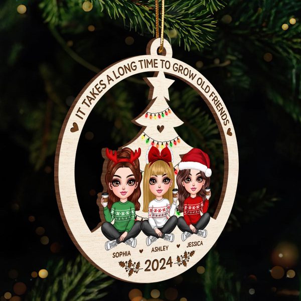Best Friend Christmas Ornament 2024, It Takes A Long Time To Grow Old Friends Ornament, Best Friend Ornament, Besties Christmas Ornament For Cheap - Image 3
