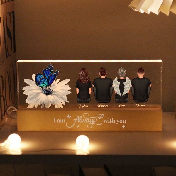 Butterfly I Am Always With You Memorial Personalized Acrylic Block LED Night Light Online Sale - Image 3