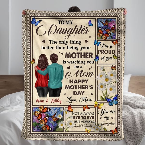 To My Daughter From Mom Happy Mother s Day Butterflies Personalized Fleece Blanket, Mother s Day Gift For Daughter Fashion - Image 5