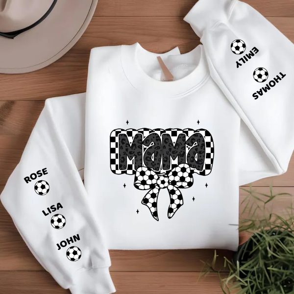 Retro Soccer Coquette Mama Personalized Sweatshirt, Perfect 2025 Mother s Day Gift For Soccer Lover, For Soccer Mom, For Soccer Wife For Discount