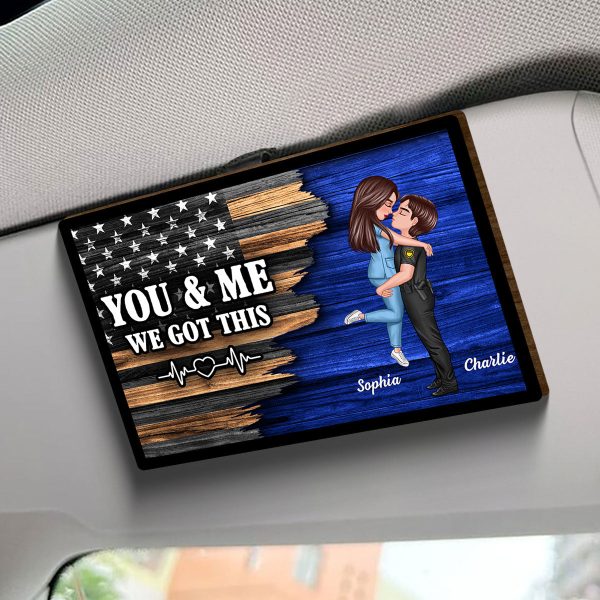 Hero Couple Hugging Kissing Half Flag  Gift by Occupation Gift For Her Gift For Him Personalized Car Visor Hot on Sale - Image 3