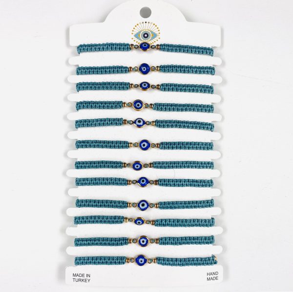 Navy Stone Copper Plated Evileye Rope Bracelet Set Supply