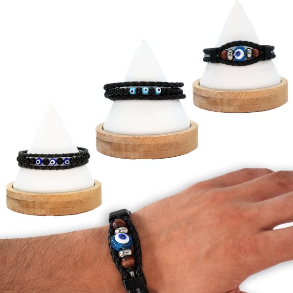 Leather Evil Eye Handmade Bracelets - Stylish Protection Sale